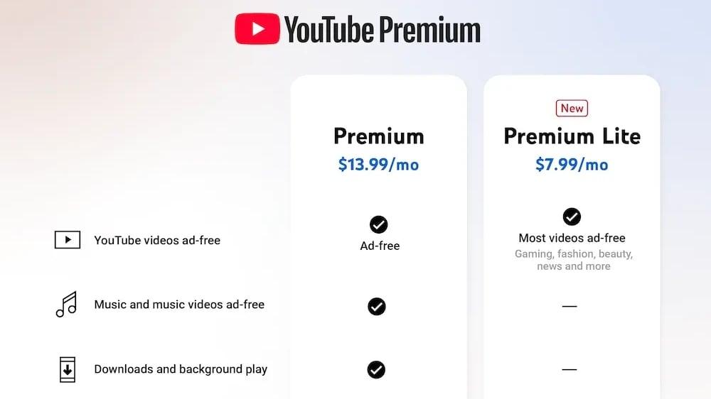 YouTube Premium Lite