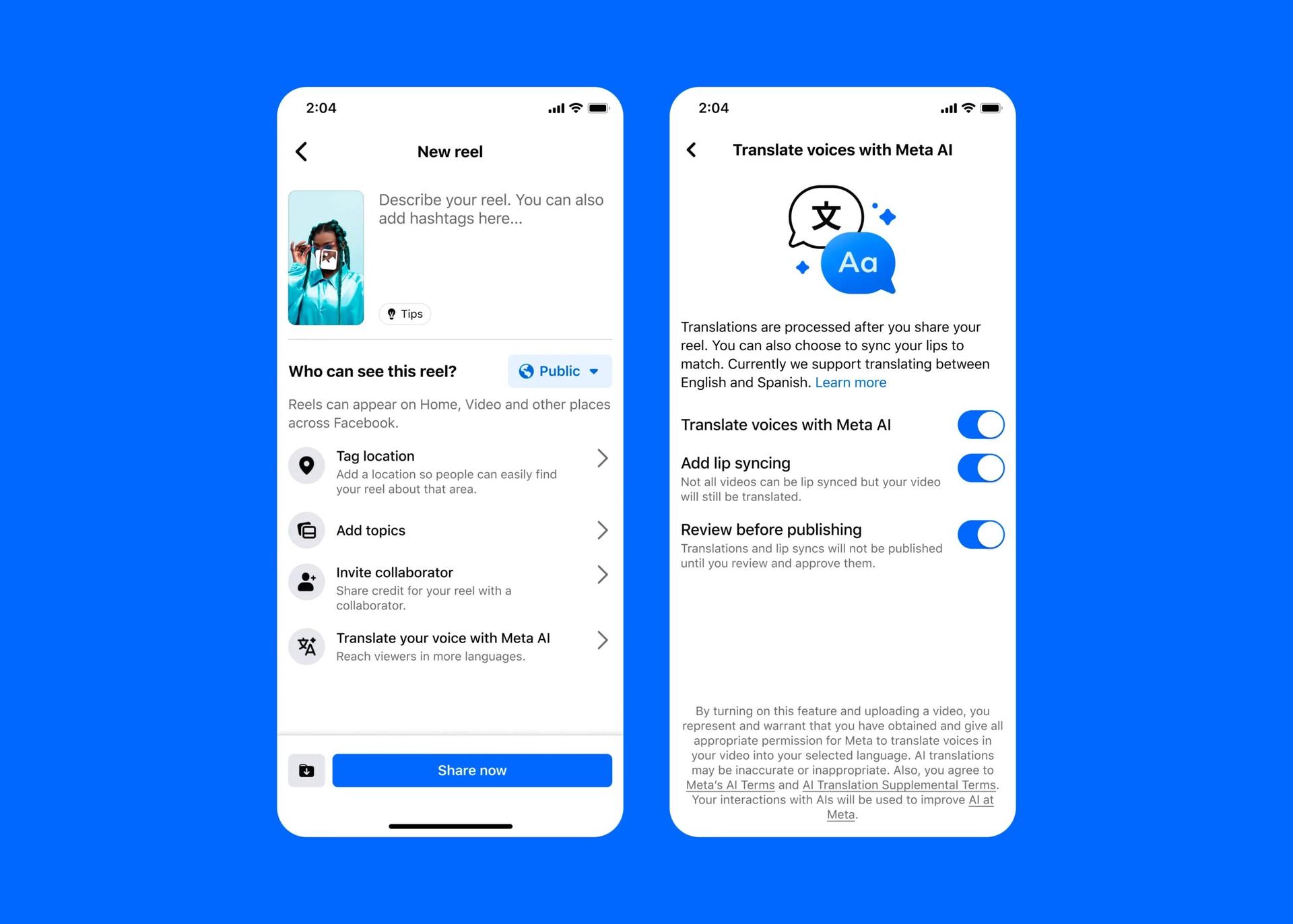 terjemahan suara Meta