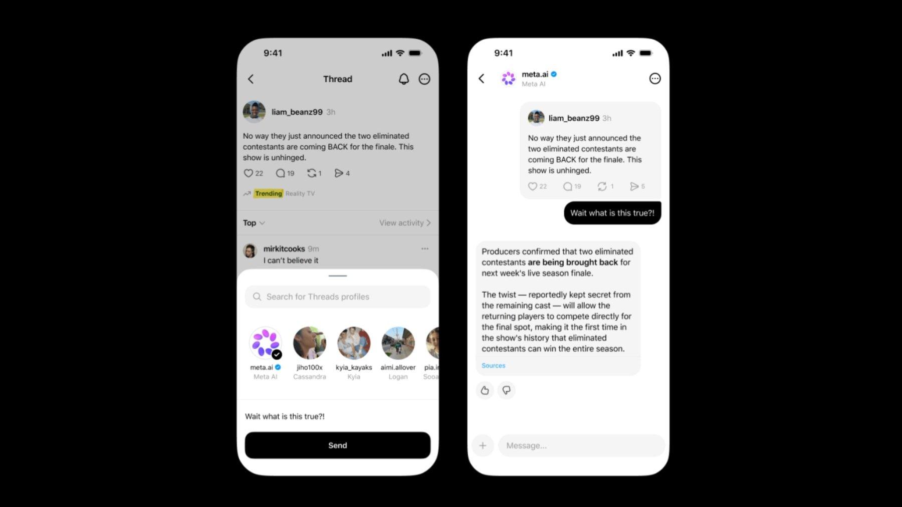 Meta AI DM Threads