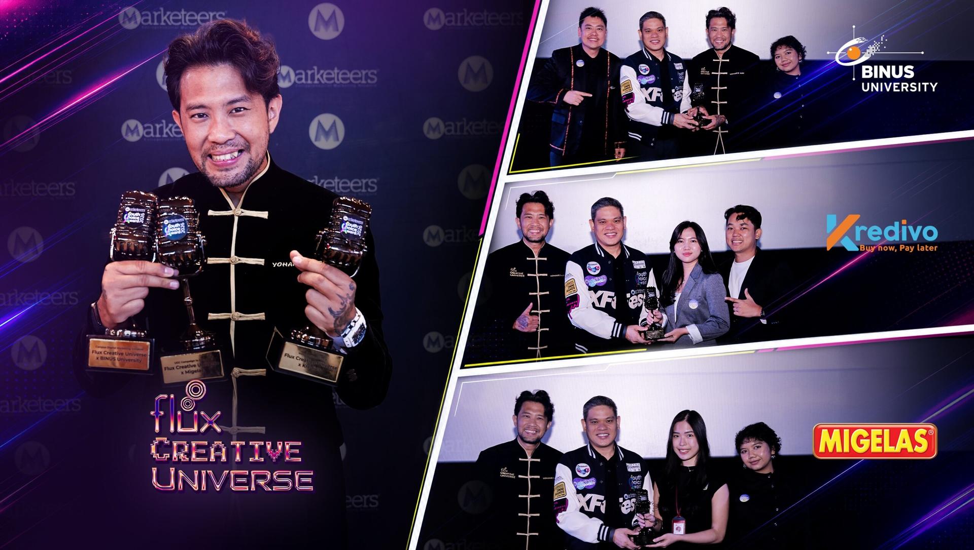 Flux Creative Universe Raih Tiga Marketeers Youth Choice Award 2026 lewat Kampanye BINUS, Migelas, dan Kredivo