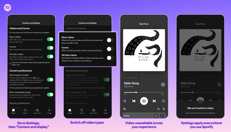 matikan video spotify